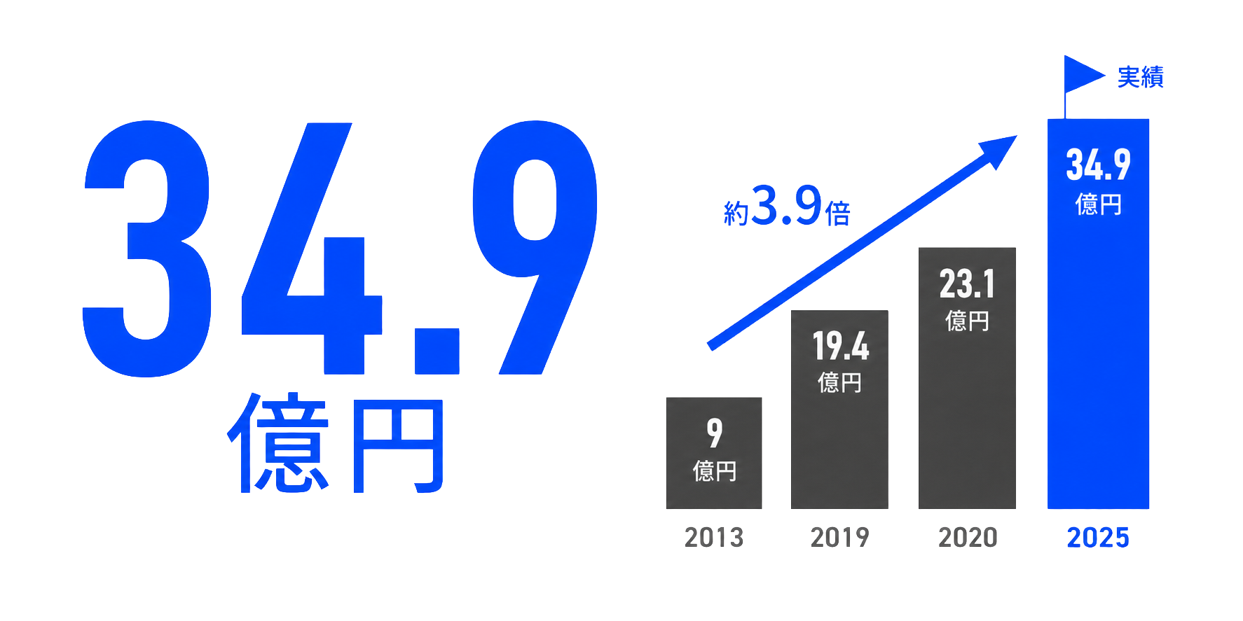 年間売上31億円（2013年9億円→2024年31.7億円・約3.5倍）